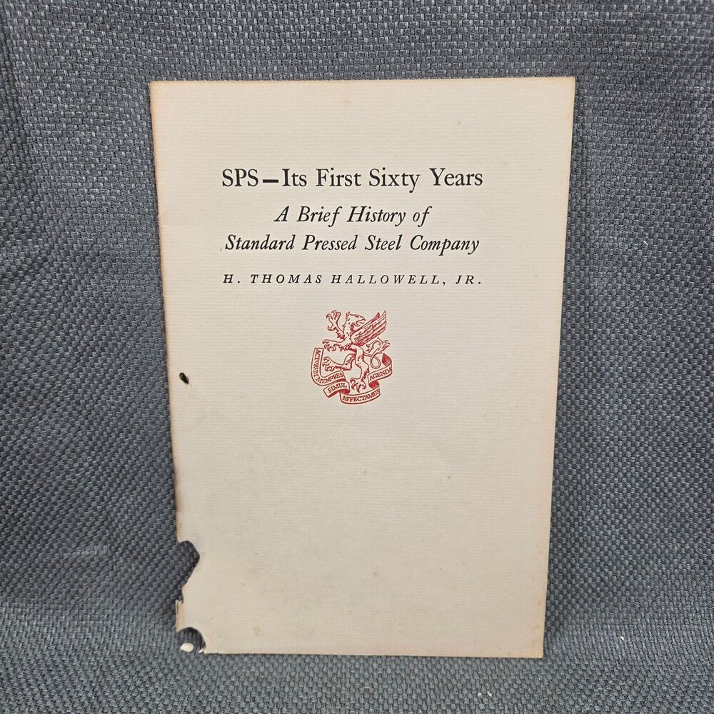 Newcomen Society Booklet Standard Pressed Steel Company H Thomas Hallowell